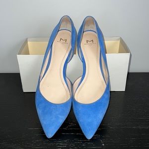 Marc Fisher Sunny5 Slip on d’Orsay Sz 7 1/ 2 Blue Suede Flats